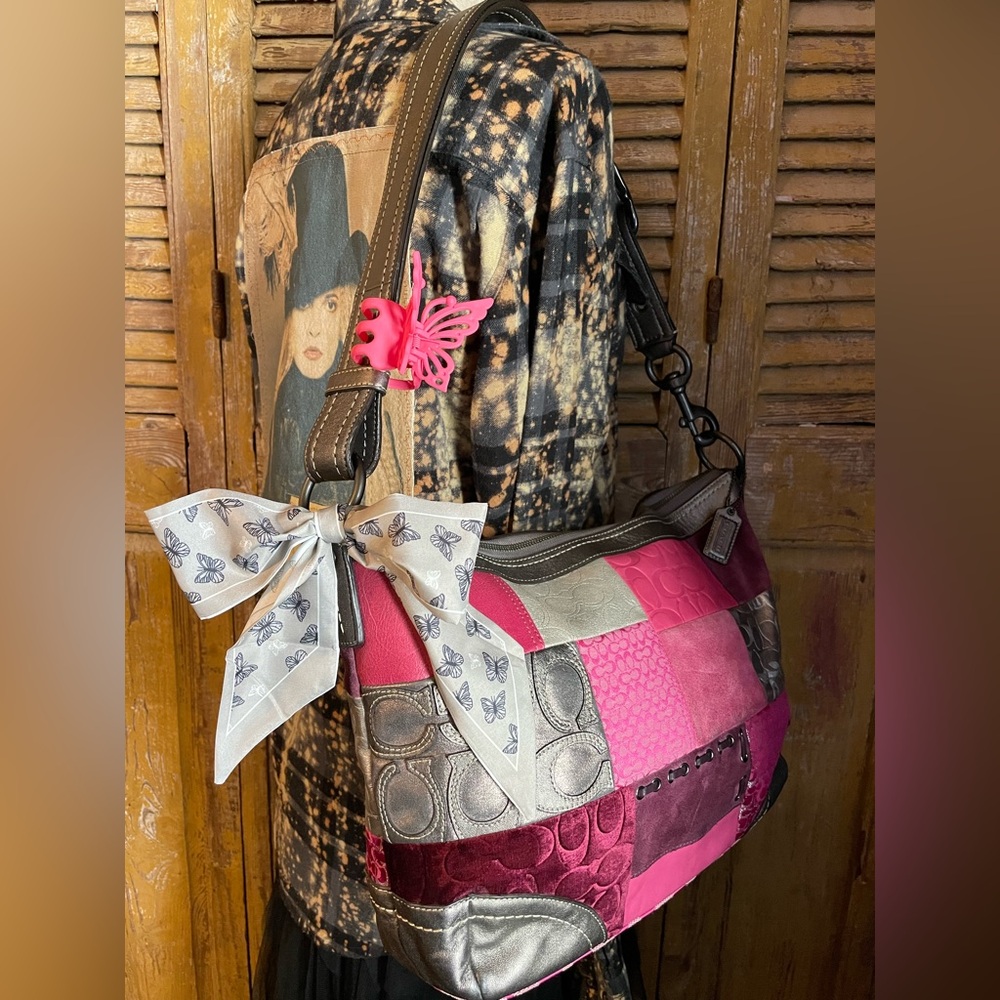 COACH Y2K Patchwork Pink Silver Patchwork Shoulde… - image 3